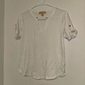 Michael Kors Cream Blouse with Gold Accents